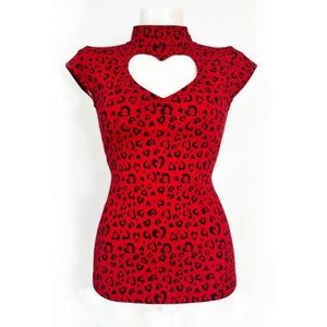 Red Heart Leopard Top by Bonsai Kitten